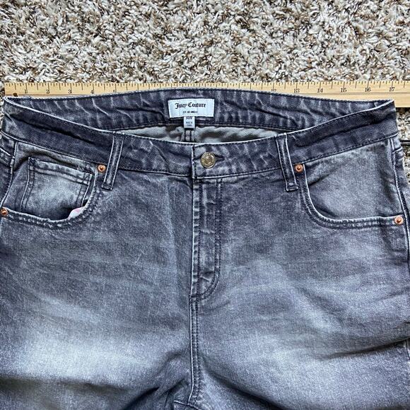 Juicy Couture Venice Straight Jean Women's 14W Gray Marble Wash Denim Fringe Hem - Picture 9 of 12